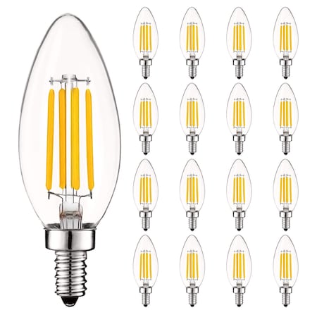 B11 LED Bulbs 5W (60W Equivalent) 550LM 3500K Natural White Dimmable E12 Candelabra Base 16-Pack